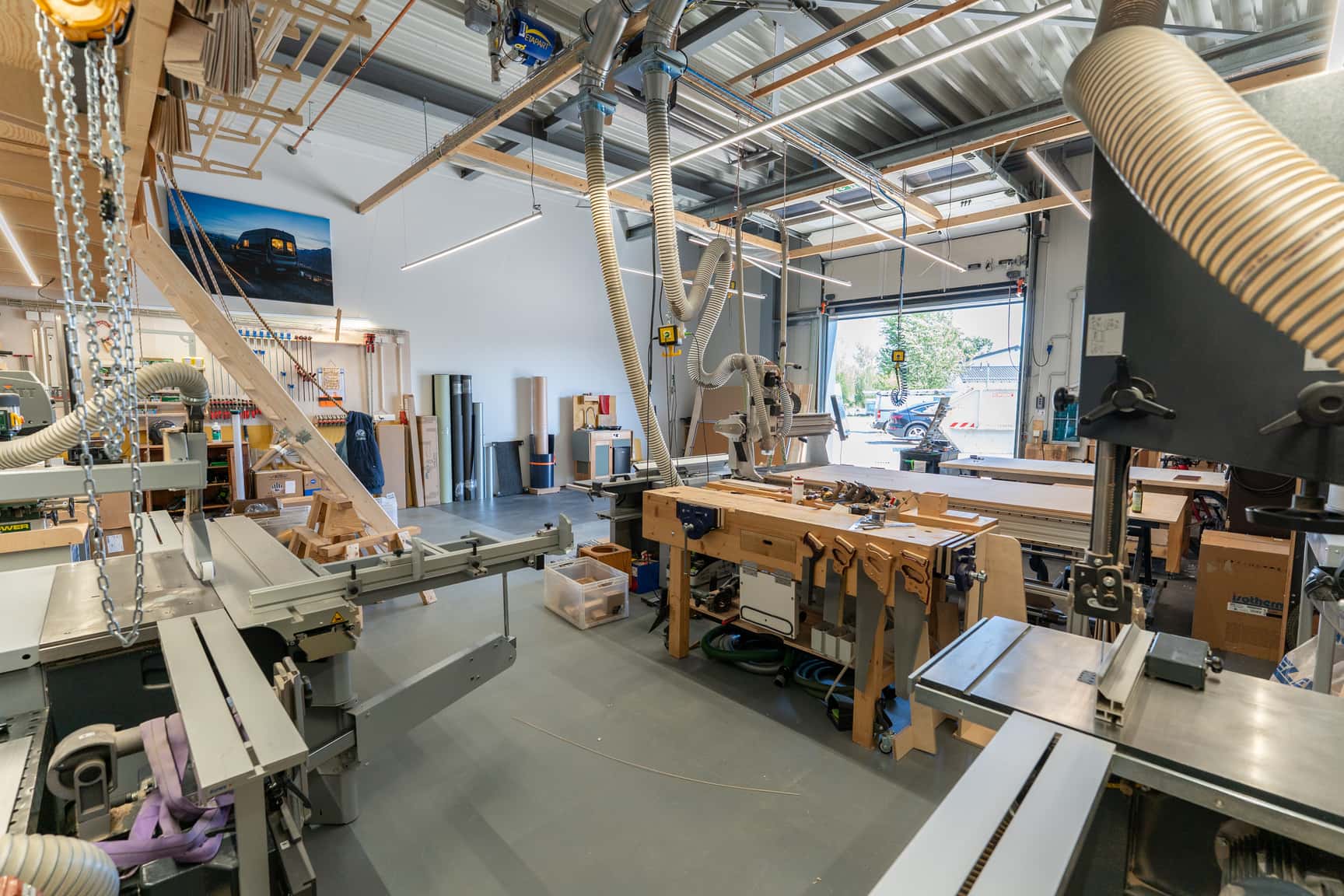 View from the workbench into the workshop